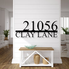Load image into Gallery viewer, Custom metal address sign, custom street, rustic décor, metal numbers, Metal house numbers, address plaque, address sign, home décor