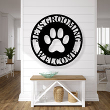 Load image into Gallery viewer, Metal Sign Front Door Monogram, Paw Print Custom Outdoor Metal Sign for House Decor Address Sign Family Sign for Front Door Dog Cat