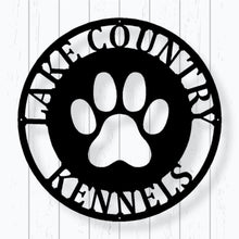Load image into Gallery viewer, Metal Sign Front Door Monogram, Paw Print Custom Outdoor Metal Sign for House Decor Address Sign Family Sign for Front Door Dog Cat