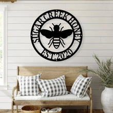Load image into Gallery viewer, Honey Bee Family Name Established Sign | Custom Metal Sign