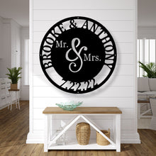 Load image into Gallery viewer, Personalized Mr. And Mrs. Date Metal Sign - Wedding Gift - Custom Metal Sign - Anniversary Gift - Metal Wall Art