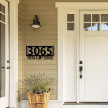 Load image into Gallery viewer, Custom metal address sign, custom street, rustic décor, metal numbers, Metal house numbers, address plaque, address sign, home décor