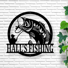 Load image into Gallery viewer, Metal Bass Wall Art Metal Wall Decor Bass Fishing Gift for Men Metal Sign Steel Sign Fishing Decor for Dad Groomsman Gift Metal Fishing Sign