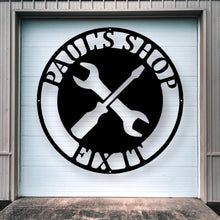 Load image into Gallery viewer, Metal Garage Sign, Custom Garage Sign, Personalized Gift for Dad, Custom Garage Sign, Metal Sign for Garage, Fathers Day Gift, Metal Sign