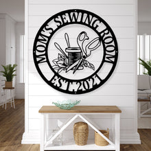 Load image into Gallery viewer, Sewing room sign, personalized sign, sewing sign. metal sewing sign, quilting sign, gift for her, farm sign, gift for grandma, gift for mom