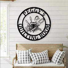 Load image into Gallery viewer, Sewing room sign, personalized sign, sewing sign. metal sewing sign, quilting sign, gift for her, farm sign, gift for grandma, gift for mom