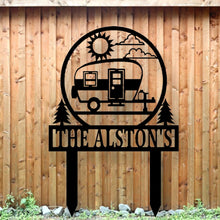 Load image into Gallery viewer, Happy Campers Yard sign, Camping Sign, Camper Decor, RV Decor, Family Name Sign