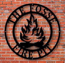 Load image into Gallery viewer, Personalized Campfire Family Name Sign / Metal Wall Decor / Monogram Name Camping Sign / Home Decor / Personalized Outdoor Decor