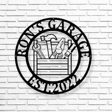 Load image into Gallery viewer, Metal Garage Sign, Custom Garage Sign, Personalized Gift for Dad, Custom Garage Sign, Metal Sign for Garage, Fathers Day Gift, Metal Sign