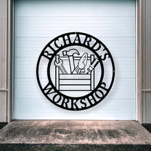 Load image into Gallery viewer, Metal Garage Sign, Custom Garage Sign, Personalized Gift for Dad, Custom Garage Sign, Metal Sign for Garage, Fathers Day Gift, Metal Sign