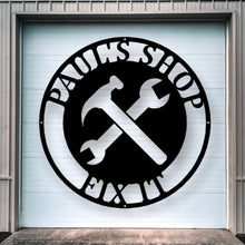 Load image into Gallery viewer, Metal Garage Sign, Custom Garage Sign, Personalized Gift for Dad, Custom Garage Sign, Metal Sign for Garage, Fathers Day Gift, Metal Sign