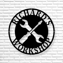Load image into Gallery viewer, Metal Garage Sign, Custom Garage Sign, Personalized Gift for Dad, Custom Garage Sign, Metal Sign for Garage, Fathers Day Gift, Metal Sign