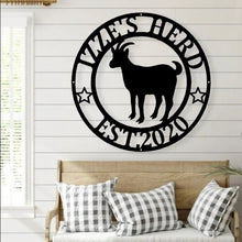 Load image into Gallery viewer, custom metal goat sign, Livestock metal pen sign. Custom personalized Goat, Sheep, Pig, Steer, poultry, rabbit, or dairy. 4H FFa show award.
