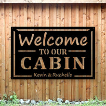 Load image into Gallery viewer, Personalized Family Name Welcome to Our Patio Metal Sign, outdoor metal sign, metal patio sign, family name sign, metal art, metal deck
