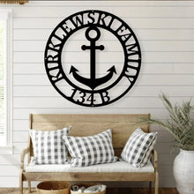 Load image into Gallery viewer, Anchor Sign - Nautical Decor - Beach Decor - Nautical Sign - Anchor Family Name - Wall Decor - Custom Wedding Gift - Metal Wall Art - Lake