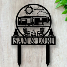 Load image into Gallery viewer, Happy Campers Yard sign, Camping Sign, Camper Decor, RV Decor, Family Name Sign