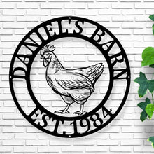 Load image into Gallery viewer, Last Name Chicken Door Hanger, Chicken Garden Flag, Chicken Sign, Chicken Decor, Farmhouse Chicken Wall Decor, rooster