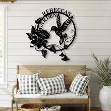 Load image into Gallery viewer, Hummingbird Metal Sign, Custom Hummingbird Family Name Sign | FREE SHIPPING | Personalized Metal Sign, Hummingbird Monogram