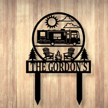 Load image into Gallery viewer, Happy Campers Yard sign, Camping Sign, Camper Decor, RV Decor, Family Name Sign