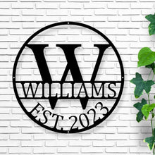 Load image into Gallery viewer, Personalized Family Name Metal Sign, Housewarming Gift, Metal Monogram Sign, Door Hanger, Last Name Sign, Metal Wall Art, Wedding Gift
