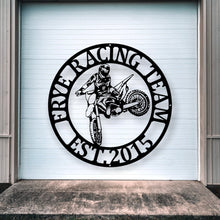 Load image into Gallery viewer, Custom Dirt Bike Metal Sign, Dirt Bike Rider Name Sign, Motocross Racing Sign, Boys Bedroom Decor, Dirt Bike Decor, metal wall art
