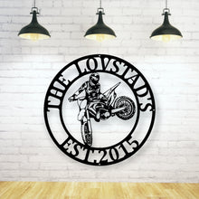Load image into Gallery viewer, Custom Dirt Bike Metal Sign, Dirt Bike Rider Name Sign, Motocross Racing Sign, Boys Bedroom Decor, Dirt Bike Decor, metal wall art