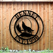 Load image into Gallery viewer, Wolf Howling Metal Ranch Sign| Great Outdoor | Weatherproof Sign | Farm Sign | Custom Metal Sign, Wolf In The Wild Sign, Howling Wolf