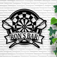 Load image into Gallery viewer, Man Cave Dartboard Metal Wall Art Monogram, Personalized Darts Metal Sign, Darts Player Name Sign, Custom Darts Monogram Metal Sign