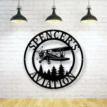Load image into Gallery viewer, Airplane Monogram, Pilot Gifts, Personalized Aviation Signs, Custom Metal Signs, Airplane Hangar Sign, Personalized Pilot Name Sign