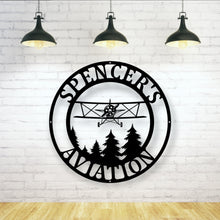 Load image into Gallery viewer, Airplane Monogram, Pilot Gifts, Personalized Aviation Signs, Custom Metal Signs, Airplane Hangar Sign, Personalized Pilot Name Sign