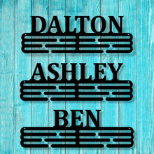 Load image into Gallery viewer, Custom Name Medal Hanger Monogram, Custom Medal Holder, Personalized Sports Medal Hanger, Award Holder, Medal Display, Running Medal Holder