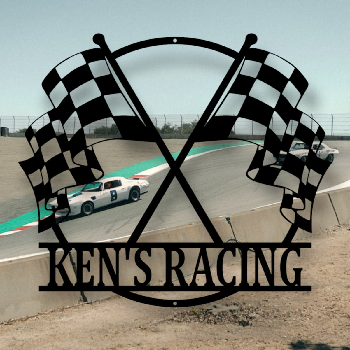 Customizable Metal Checkered Racing Flags sign - Race Car Sign - Racin