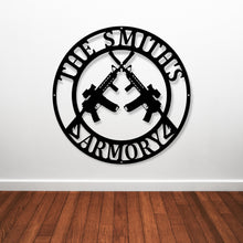 Load image into Gallery viewer, Personalized Gun Metal Sign - Gun Metal Sign - Gun Owner Gift - Armory Décor - 2nd Amendment - Army Gift - Veteran Gift - AR-15 - Gun Gift