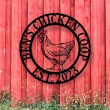 Load image into Gallery viewer, Last Name Chicken Door Hanger, Chicken Garden Flag, Chicken Sign, Chicken Decor, Farmhouse Chicken Wall Decor, rooster