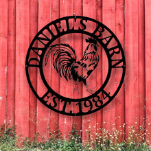 Load image into Gallery viewer, Last Name Chicken Door Hanger, Chicken Garden Flag, Chicken Sign, Chicken Decor, Farmhouse Chicken Wall Decor, rooster