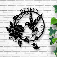 Load image into Gallery viewer, Hummingbird Metal Sign, Custom Hummingbird Family Name Sign | FREE SHIPPING | Personalized Metal Sign, Hummingbird Monogram