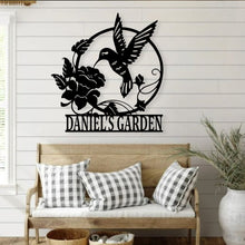 Load image into Gallery viewer, Hummingbird Metal Sign, Custom Hummingbird Family Name Sign | FREE SHIPPING | Personalized Metal Sign, Hummingbird Monogram