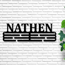 Load image into Gallery viewer, Custom Name Medal Hanger Monogram, Custom Medal Holder, Personalized Sports Medal Hanger, Award Holder, Medal Display, Running Medal Holder