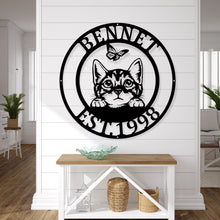 Load image into Gallery viewer, Cat Wall Art, Metal Art, Cat Sign, Cat Lover, Cat, Mother's Day, Birthday, Gift, Cat Home Wall decor, Metal Cat Decor,