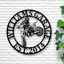 Load image into Gallery viewer, Custom Dirt Bike Metal Sign, Dirt Bike Rider Name Sign, Motocross Racing Sign, Boys Bedroom Decor, Dirt Bike Decor, metal wall art