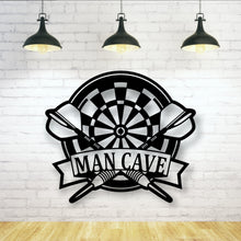 Load image into Gallery viewer, Man Cave Dartboard Metal Wall Art Monogram, Personalized Darts Metal Sign, Darts Player Name Sign, Custom Darts Monogram Metal Sign