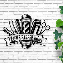 Load image into Gallery viewer, Barber Shop Sign, Personalized Barber Sign, Custom hairstylist Sign, Metal Hairdresser Décor, Barbershop Open Sign, Gift for Barber