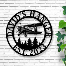 Load image into Gallery viewer, Airplane Monogram, Pilot Gifts, Personalized Aviation Signs, Custom Metal Signs, Airplane Hangar Sign, Personalized Pilot Name Sign