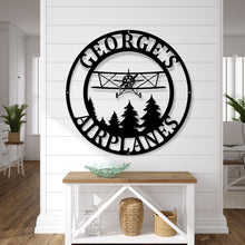Load image into Gallery viewer, Airplane Monogram, Pilot Gifts, Personalized Aviation Signs, Custom Metal Signs, Airplane Hangar Sign, Personalized Pilot Name Sign