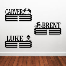 Load image into Gallery viewer, Custom Name Medal Hanger Monogram, Custom Medal Holder | Personalized Sports Medal Hanger | Display for Ribbons and Medals, Medal Holder