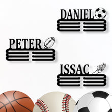Load image into Gallery viewer, Custom Name Medal Hanger Monogram, Custom Medal Holder | Personalized Sports Medal Hanger | Display for Ribbons and Medals, Medal Holder