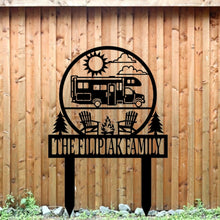 Load image into Gallery viewer, Happy Campers Yard sign, Camping Sign, Camper Decor, RV Decor, Family Name Sign, Anniversary Gift, Personalized Campsite Flag, QUICK Ship