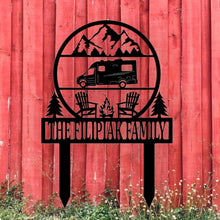 Load image into Gallery viewer, Happy Campers Yard sign, Camping Sign, Camper Decor, RV Decor, Family Name Sign, Anniversary Gift, Personalized Campsite Flag, QUICK Ship