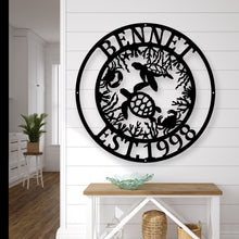 Load image into Gallery viewer, Metal sea turtle, Metal wall art, Metal wall decor, metal turtle, Metal sea life, Under the sea, Turtle decor, ocean decor, Beach decor, art