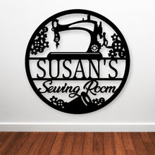 Load image into Gallery viewer, Sewing room sign, personalized sign, sewing sign. metal sewing sign, quilting sign, gift for her, farm sign, gift for grandma, gift for mom